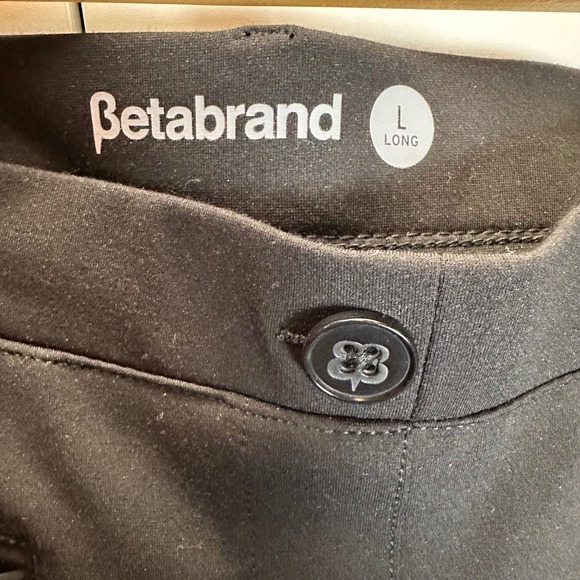 Betabrand Black Dress‎ Pants Size L Long Office Career Work Cuffed Hem - Picture 2 of 8